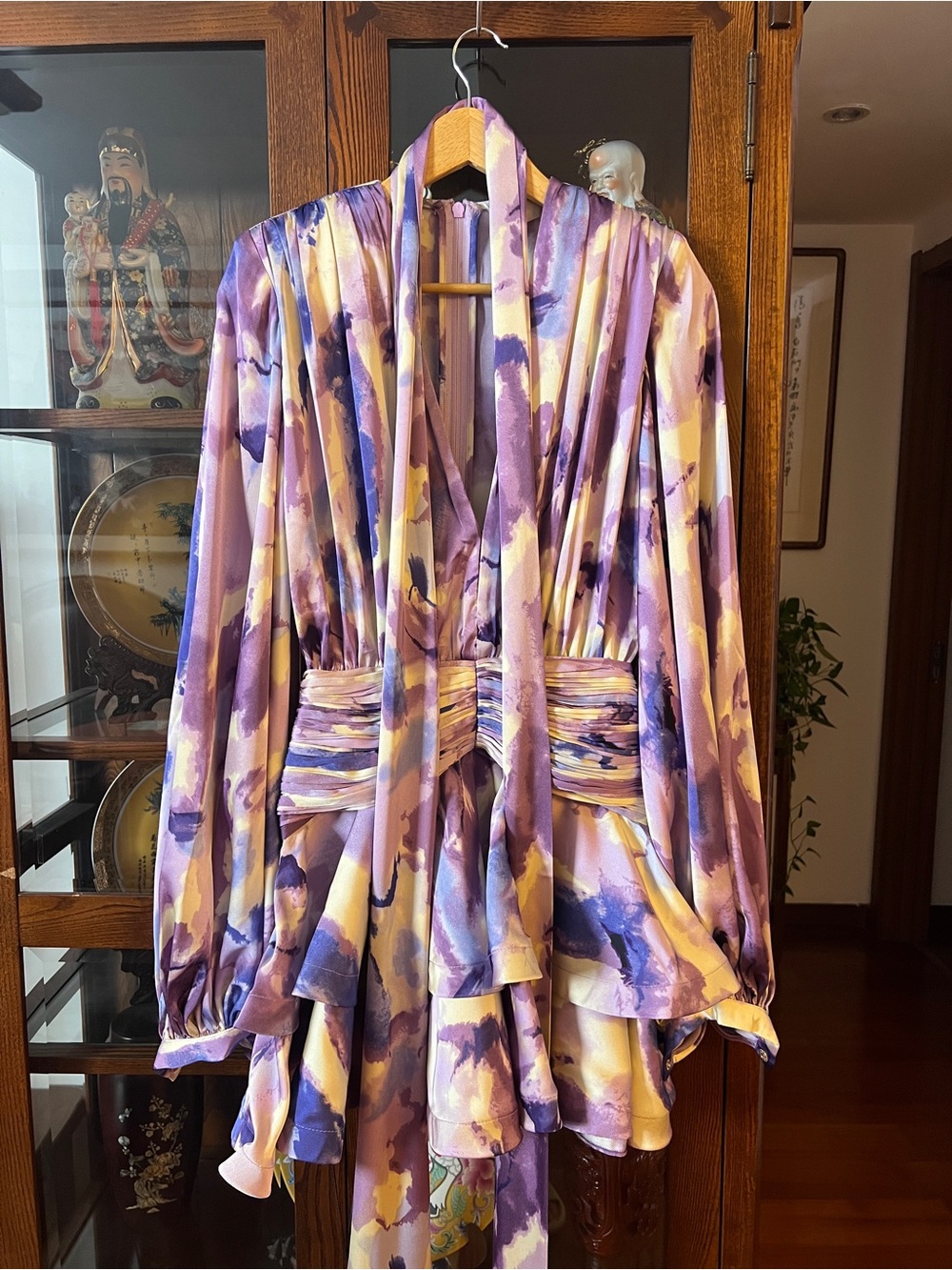 Bronx&Banco Lilac Wisteria Bedouin Satin Ruffle TasselEmbellished Mini Dress XS - Picture 10 of 17